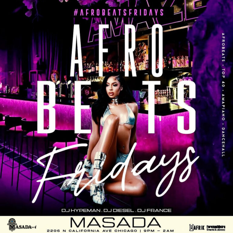 Afrobeats Fridays is an electrifying night of music and dance at Masada Nightclub Groove to the hottest tunes in Afrobeats, Amapiano, Dancehall, and RNB.