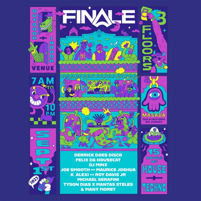 FINALE – Sept 1st | 7AM–10PM 3 floors. 15 hours. House + Techno. Masada Nightclub, Chicago. Felix Da Housecat, DJ Minx, Joe Smooth b2b Maurice Joshua, K. Alexi b2b Roy Davis Jr & more.