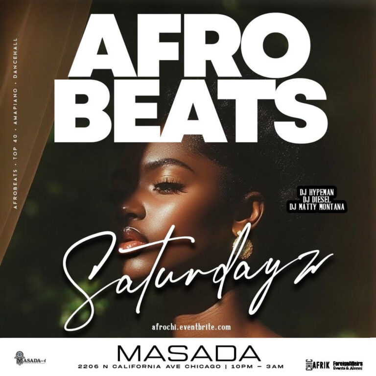 Afrobeats Saturdays: is an electrifying night of music and dance at Masada Nightclub with the hottest tunes in Afrobeats, Amapiano, Dancehall, and RNB.