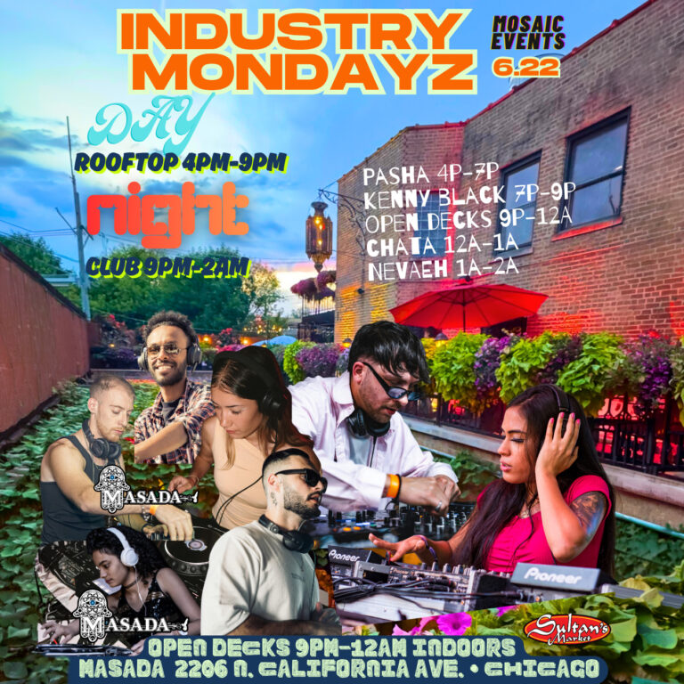 Calling all event Curators, performers, DJ's and and anynone looking to network in Chicago's event. Industry! Masada is hosting Industry Night with food and drinks.