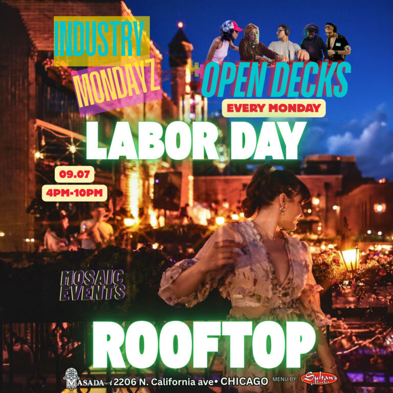 Industry Mondayz at Masada Nightclub is all about Good Music & Community-driven. Rooftop feat. PASHA 4pm-5pm | Open Decks. 30 minute per DJ - 10 slots